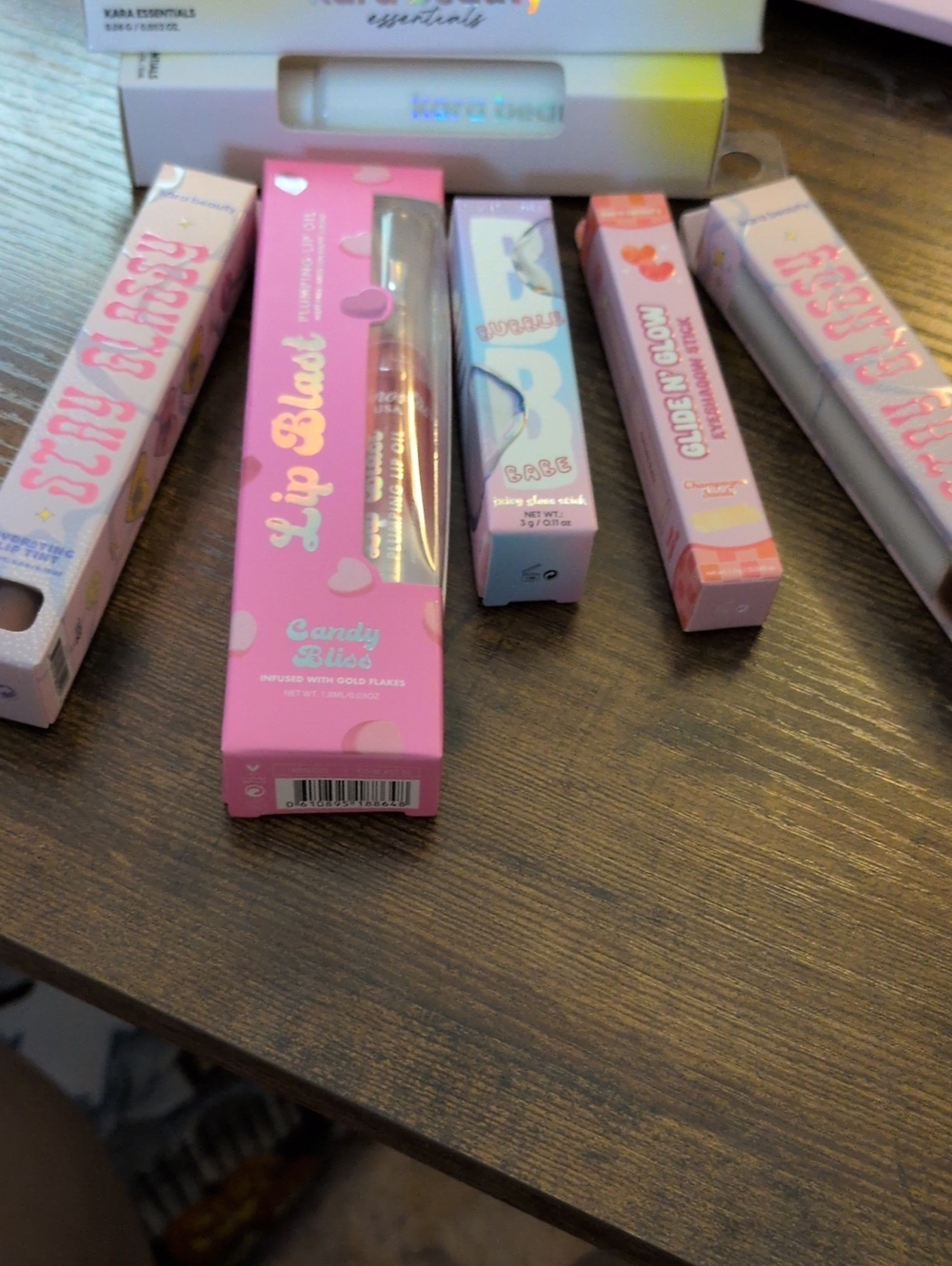 KARA BEAUTY Pink Lip Gloss Set , Primer, Pro Liner, Eyeshadow, Bundle